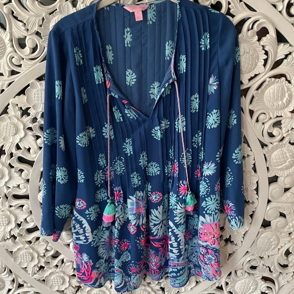 Lilly Pullitzer blue tassel tunic